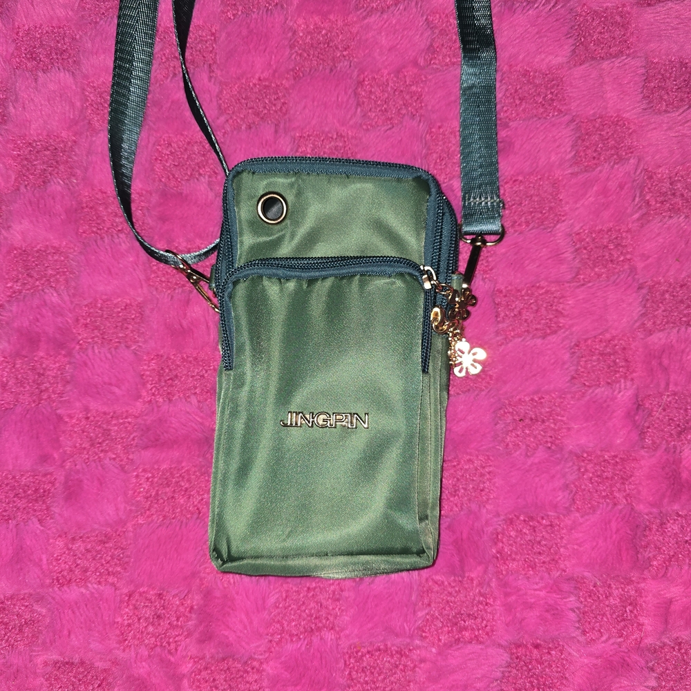 Green Crossbody Bag with Charm